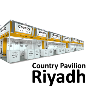 Create a country pavilion exhibition booth design, stand, structure, and space to showcase your brand. Stand Builders in Riyadh 2025.