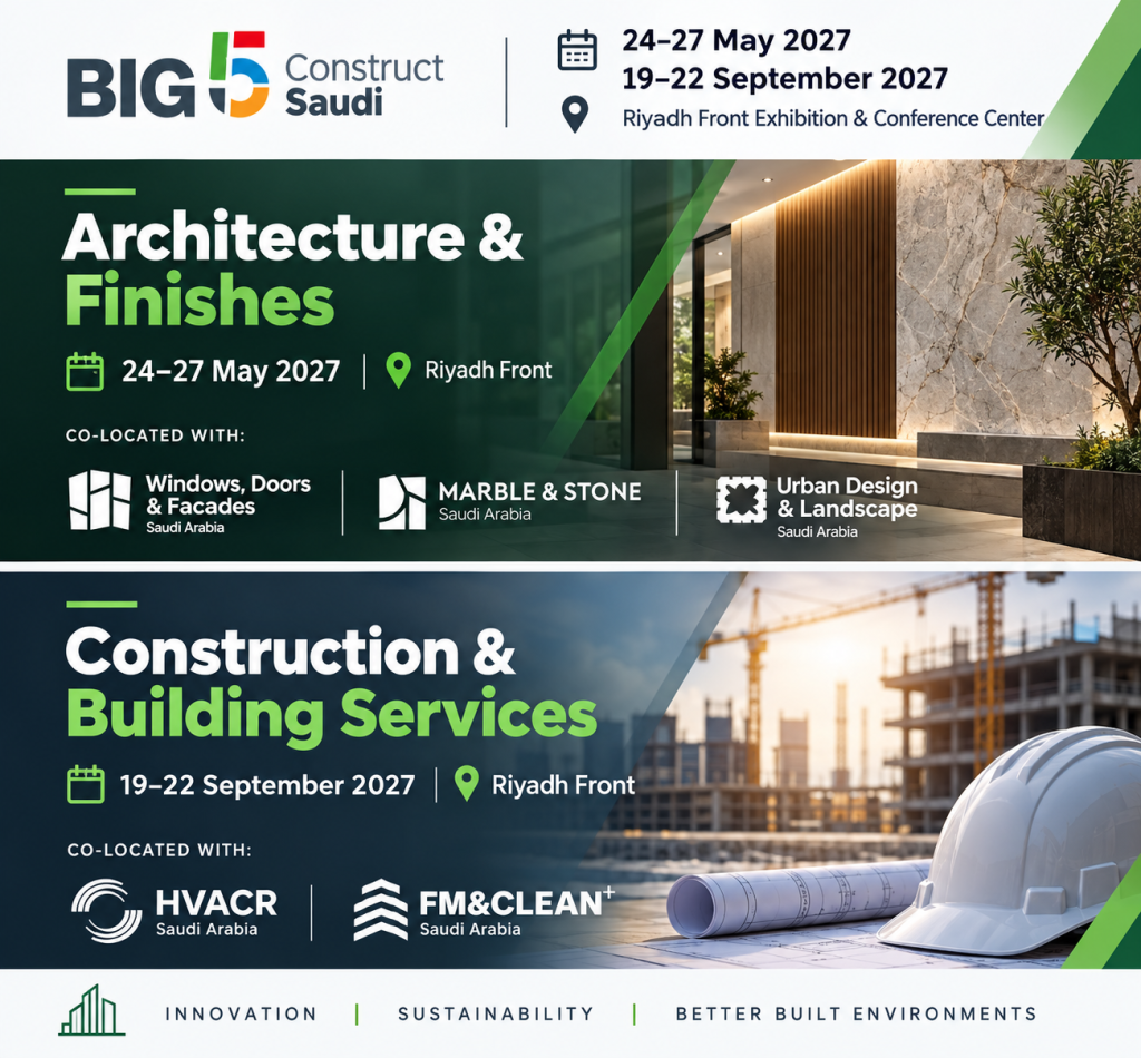 Big 5 Construct Saudi 2027 Riyadh, Saudi Arabia. Big Upcoming Event in Riyadh 2027. Date, Time, Location, Website, Social Media. Map.