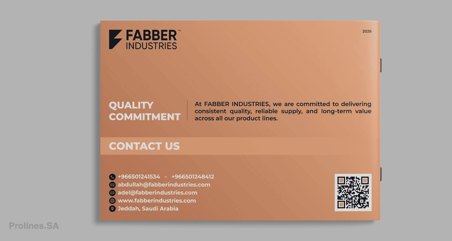 Fabber Industries Company Profile Design in Saudi Arabia by Prolines - تصميم احترافي لملف تعريف الشركات الصناعية في المملكة العربية السعودية Fabber Industries Company Profile Design in Saudi Arabia by Prolines - تصميم احترافي لملف تعريف الشركات الصناعية في المملكة العربية السعودية