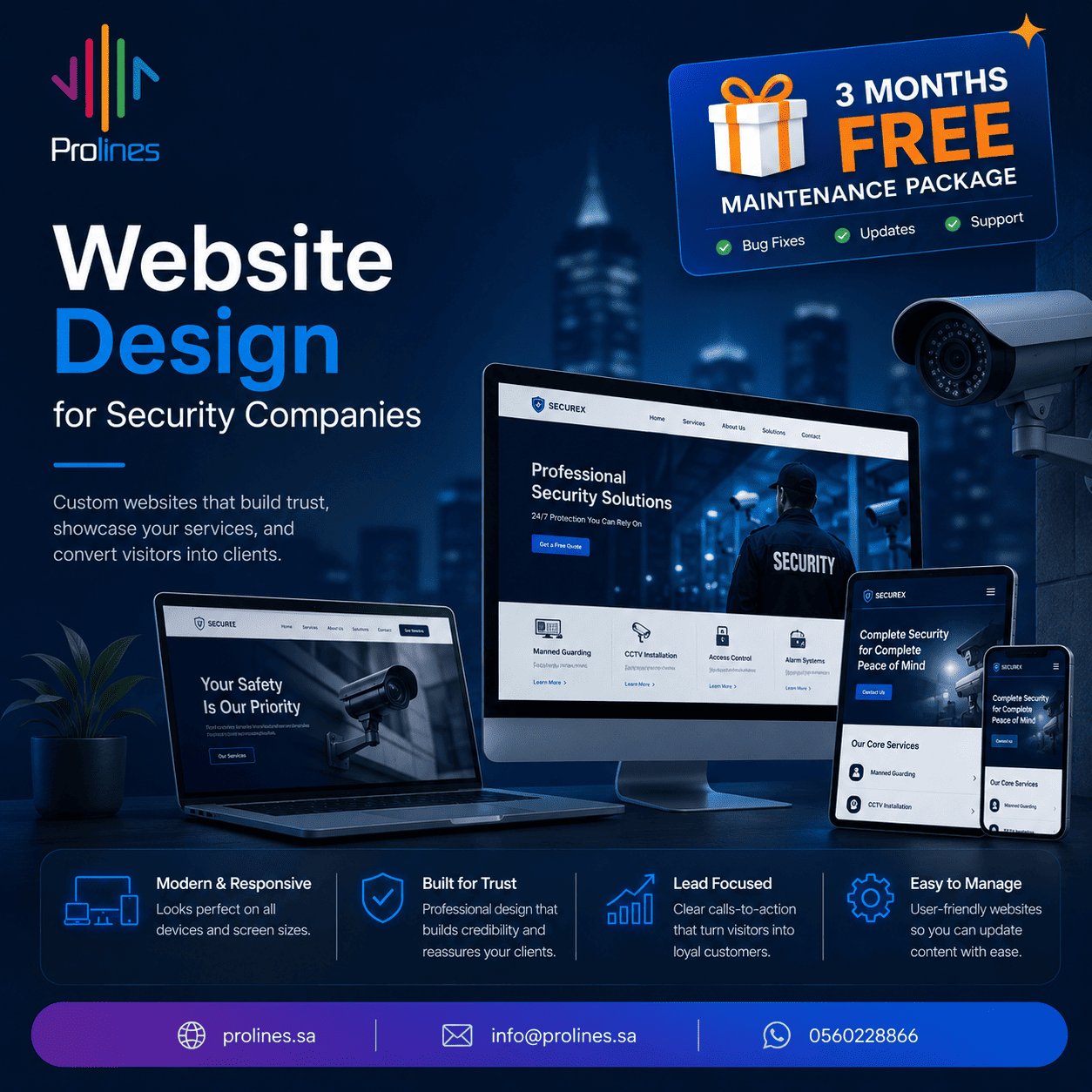 2027 Website Design for Security Companies in Saudi Arabia, Riyadh, Jeddah & Dammam | Prolines Web Design. تصميم مواقع احترافية لشركات الأمن في السعودية, الرياض وجدة والدمام | برو لاينز لتصميم المواقع