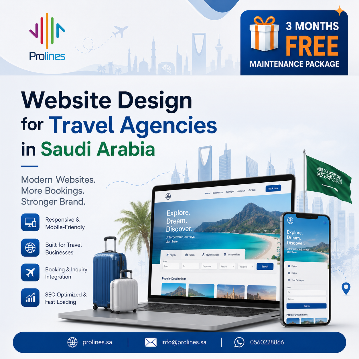 Website Design for Travel Agencies Riyadh, Jeddah, Saudi Arabia 2027 - تصميم مواقع إلكترونية لوكالات السفر في الرياض وجدة والمملكة العربية السعودية